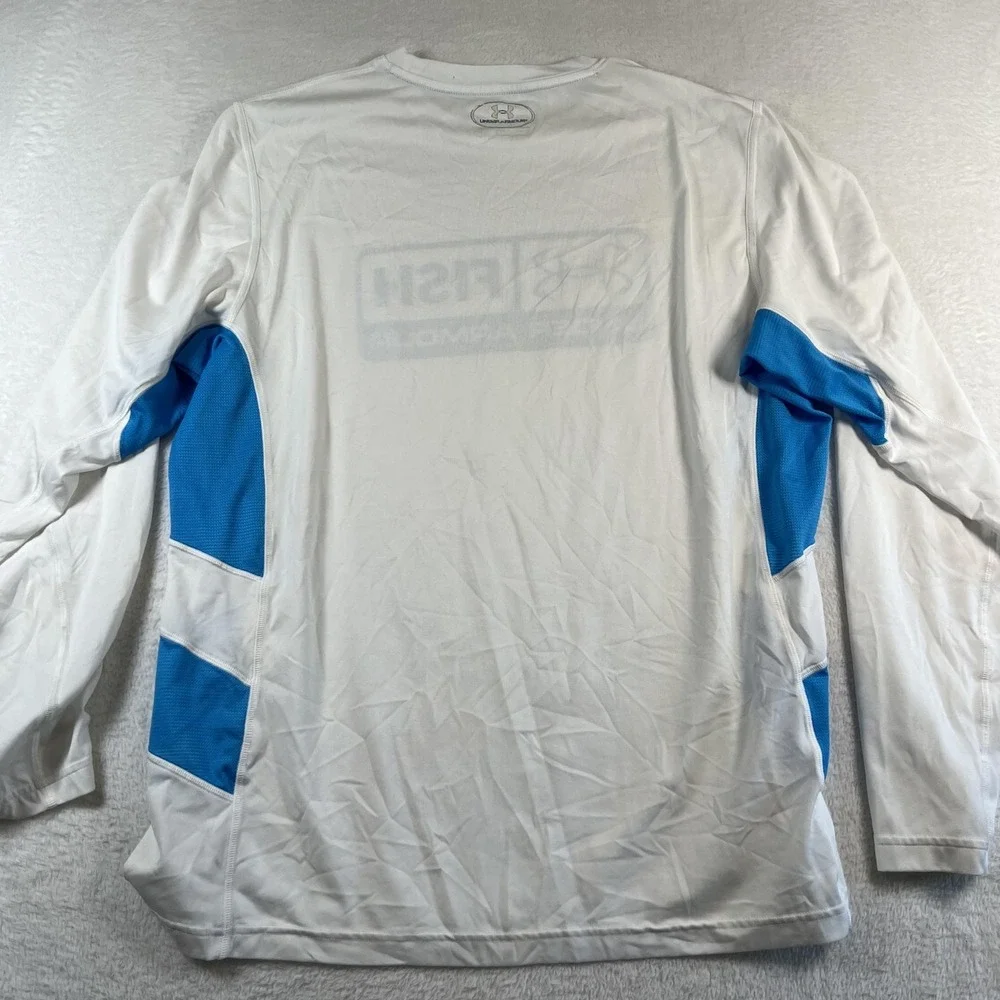 Under Armour Fish Shirt Mens XL White Long Sleeve Performance Fishing Tee